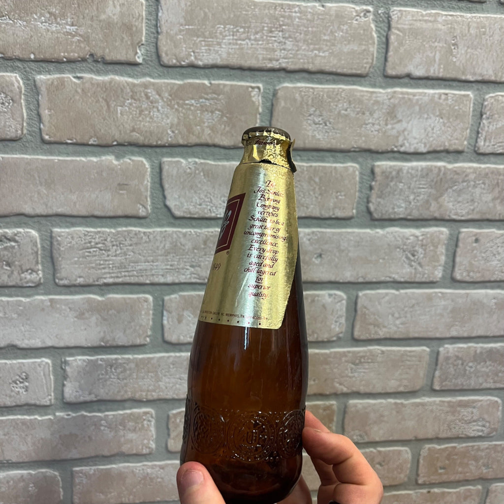 Vintage 1970s Schlitz Foil Glass 1980s Milwaukee Wis Beer Bottle Stubby