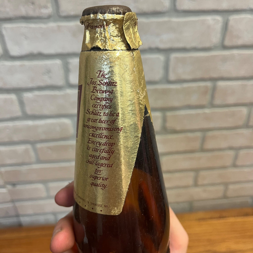 Vintage 1970s Schlitz Foil Glass 1980s Milwaukee Wis Beer Bottle Stubby