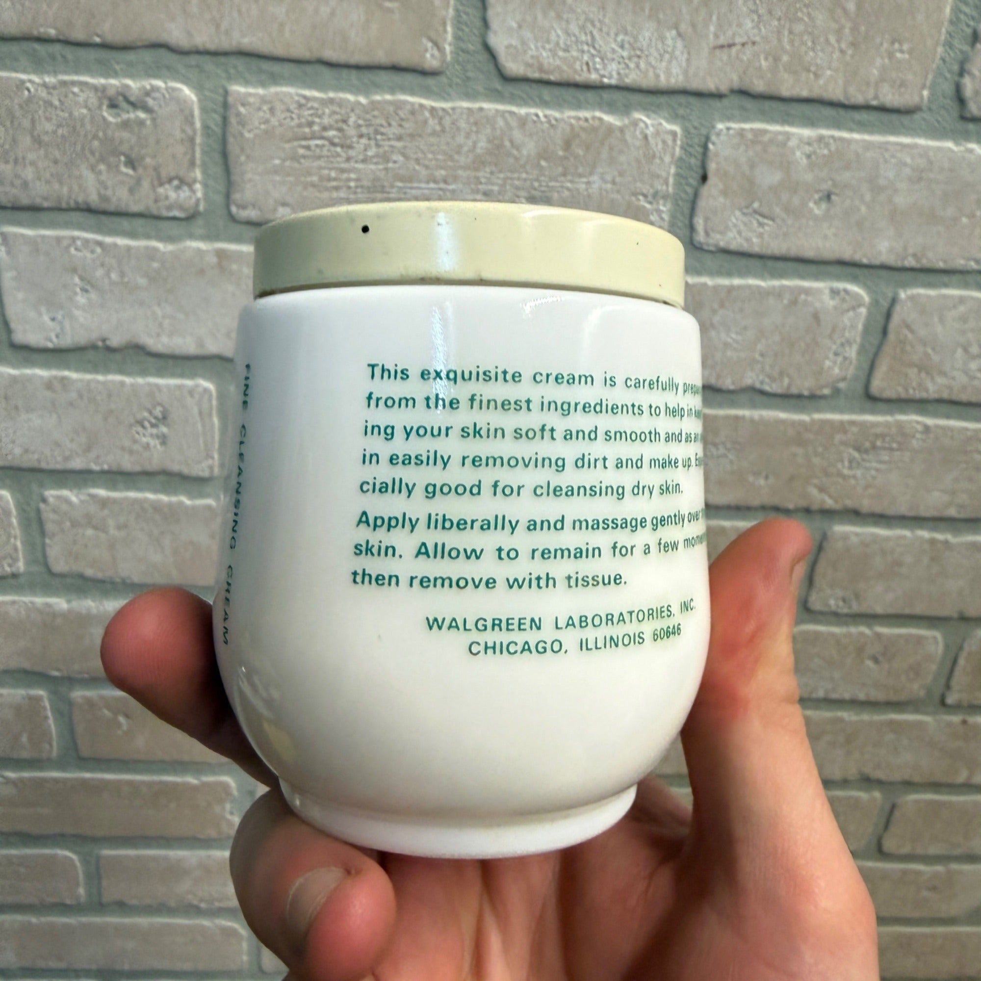 3.5" Walgreens Perfection Cold Cream Milk Glass Jar Vtg Retro Americana