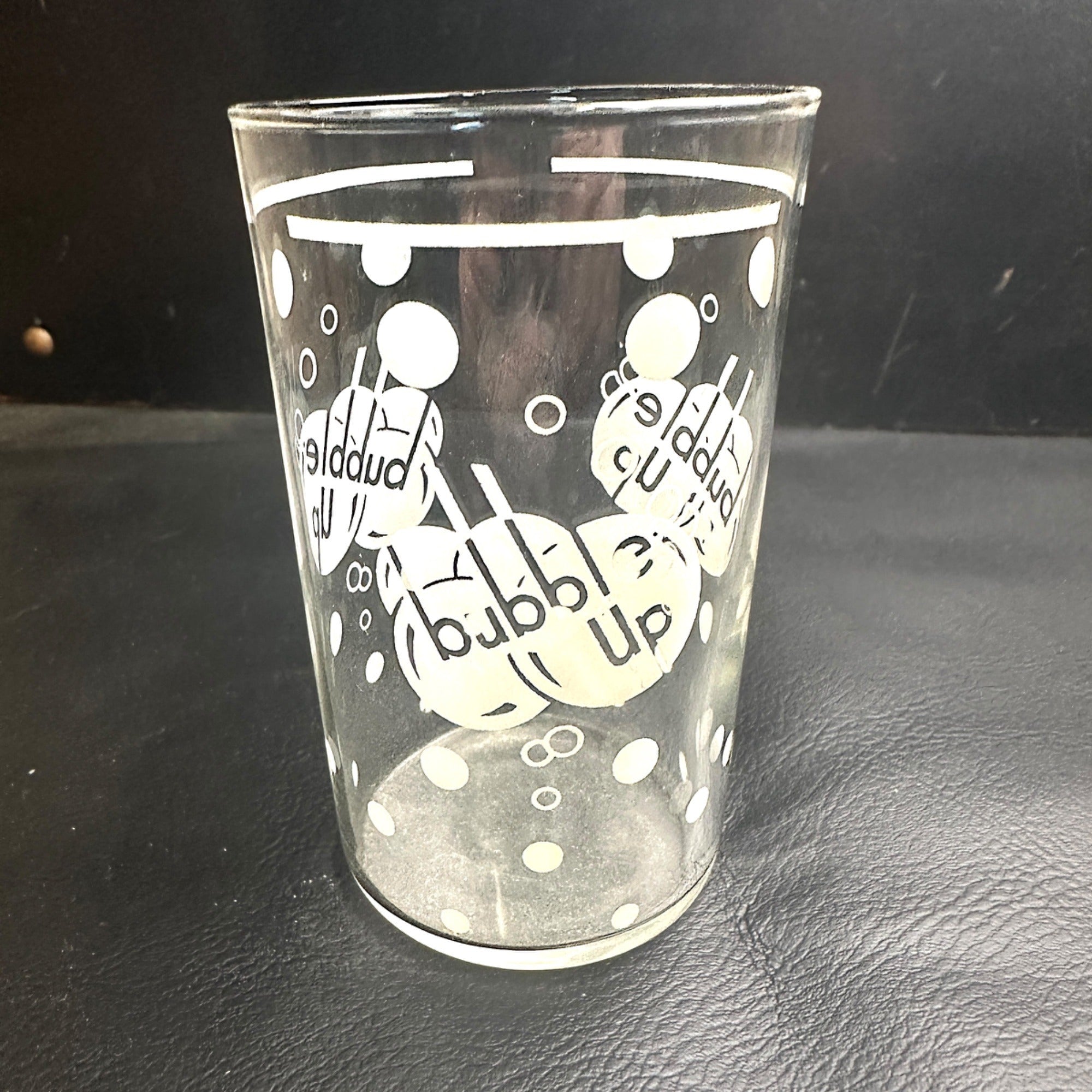 Vintage Bubble Up White Line Marked ACL Soda Fountain Glass Advertising