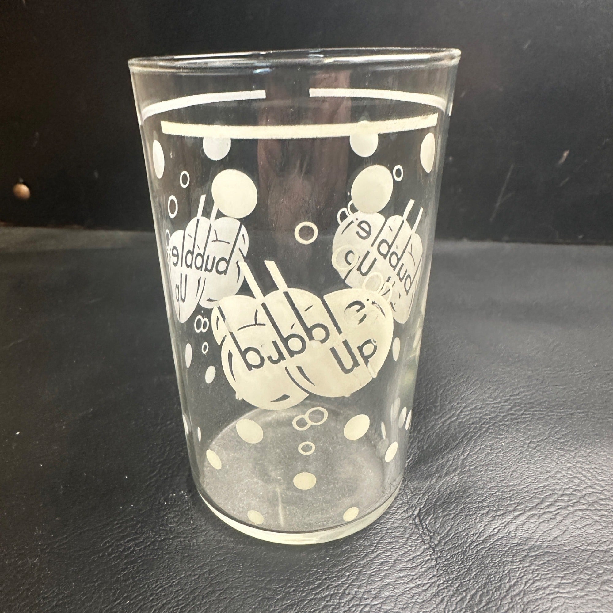 Vintage Bubble Up White Line Marked ACL Soda Fountain Glass Advertising