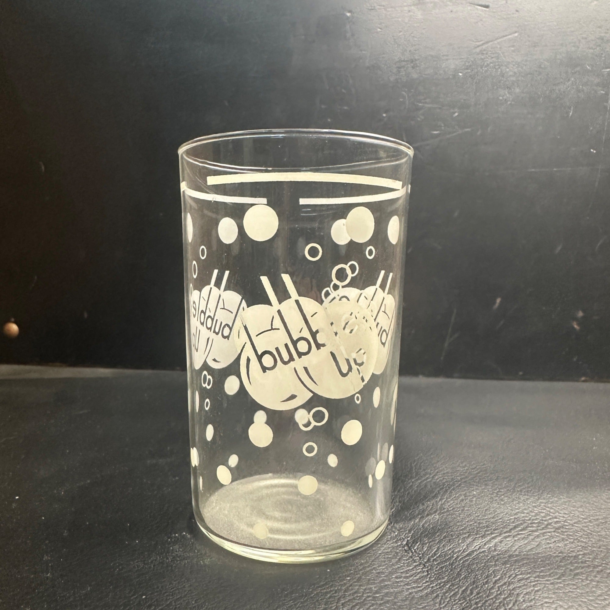 Vintage Bubble Up White Line Marked ACL Soda Fountain Glass Advertising