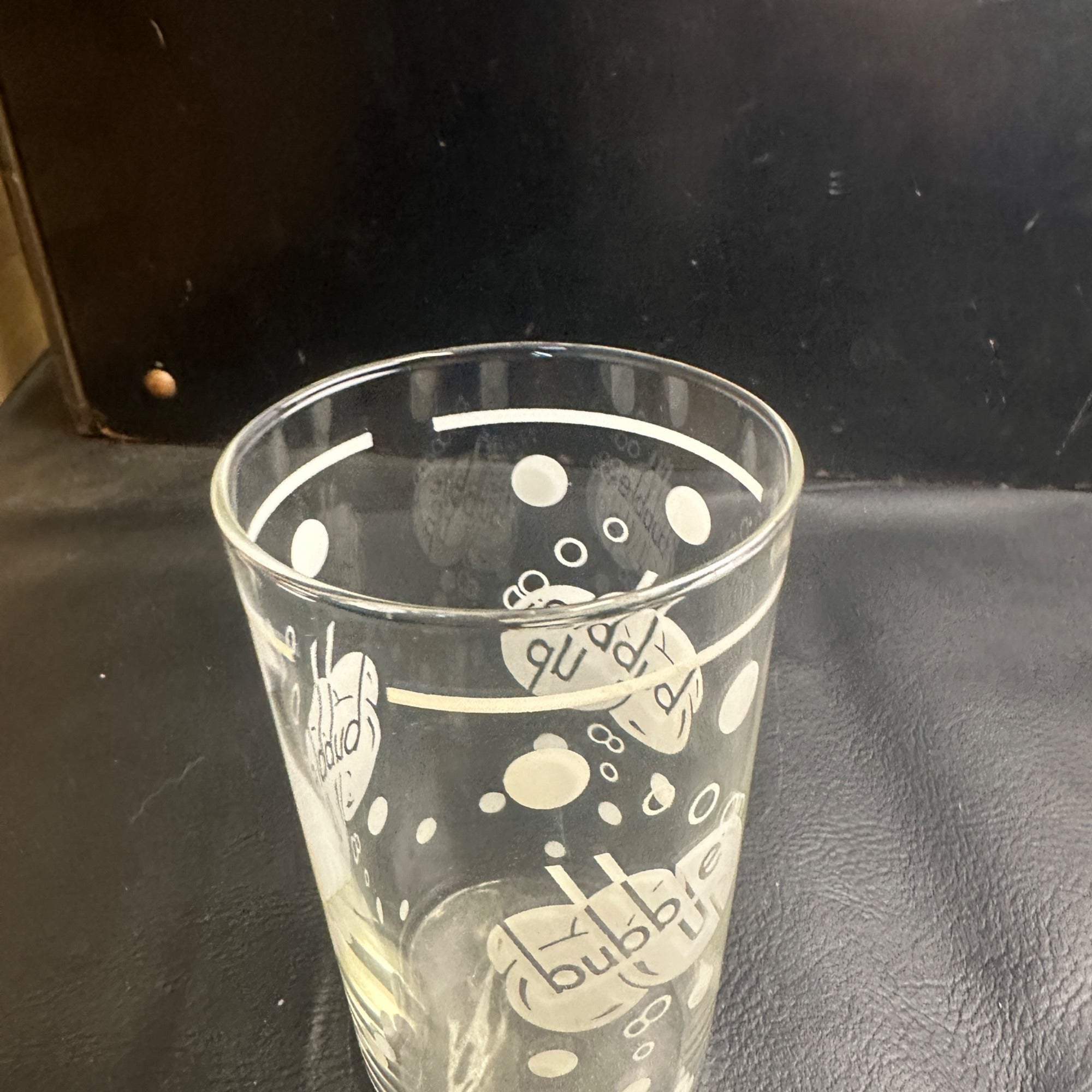 Vintage Bubble Up White Line Marked ACL Soda Fountain Glass Advertising