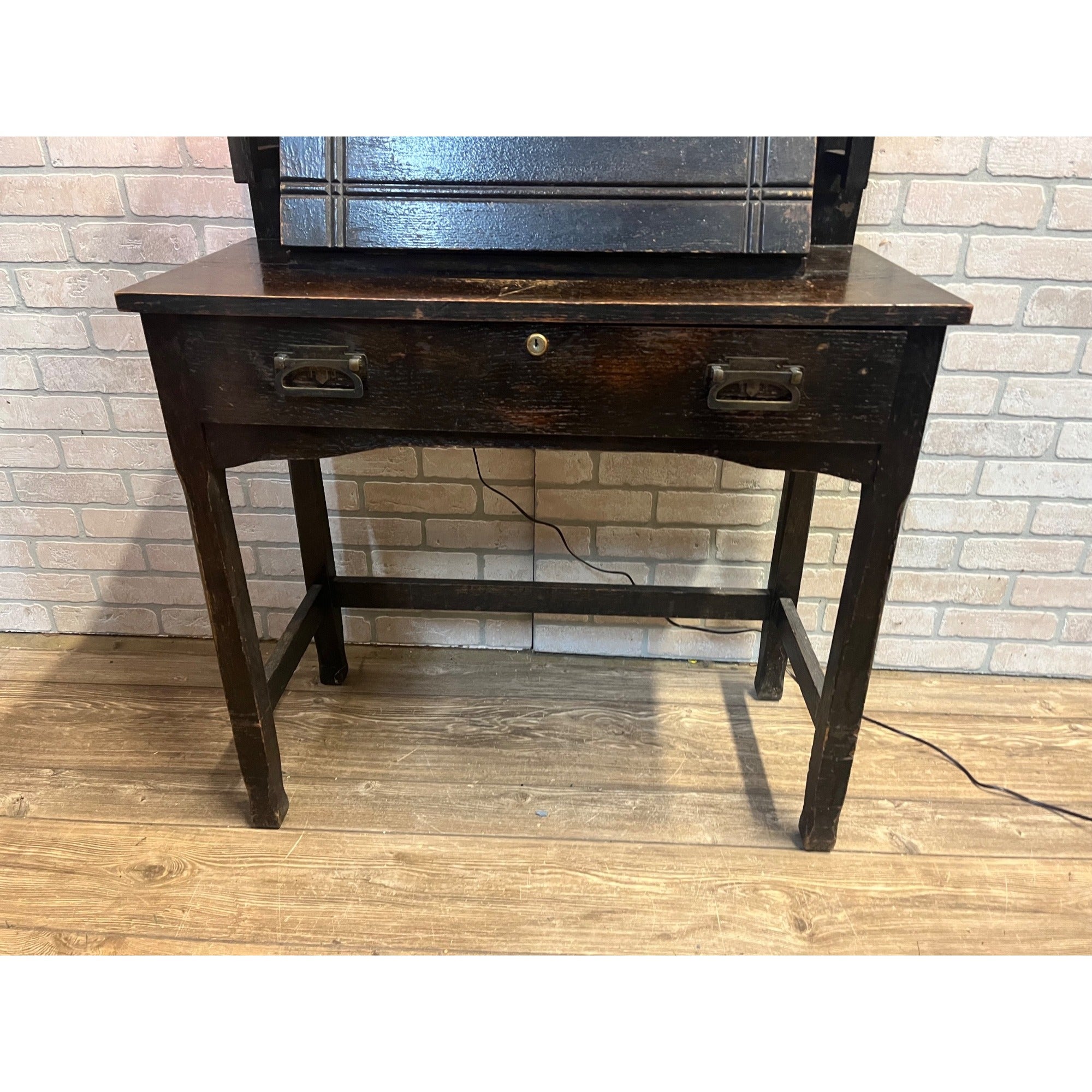 Antique 1900s Arts & Crafts Mission Gothic Student's Secretary Desk Dark Academia