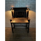 Antique 1900s Arts & Crafts Mission Gothic Student's Secretary Desk Dark Academia