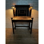 Antique 1900s Arts & Crafts Mission Gothic Student's Secretary Desk Dark Academia