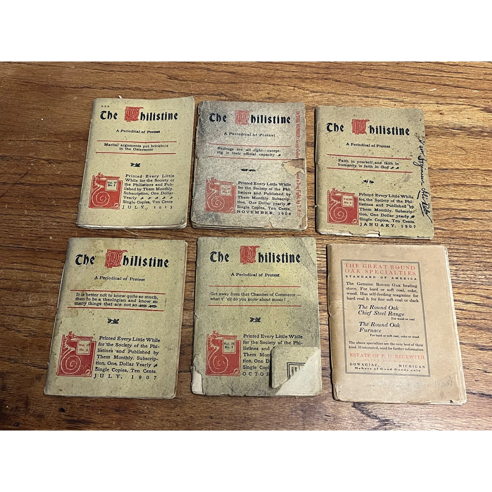 Vintage Philistine Elbert Hubbard Memoriam Lot (6) Roycrofter Arts & Crafts