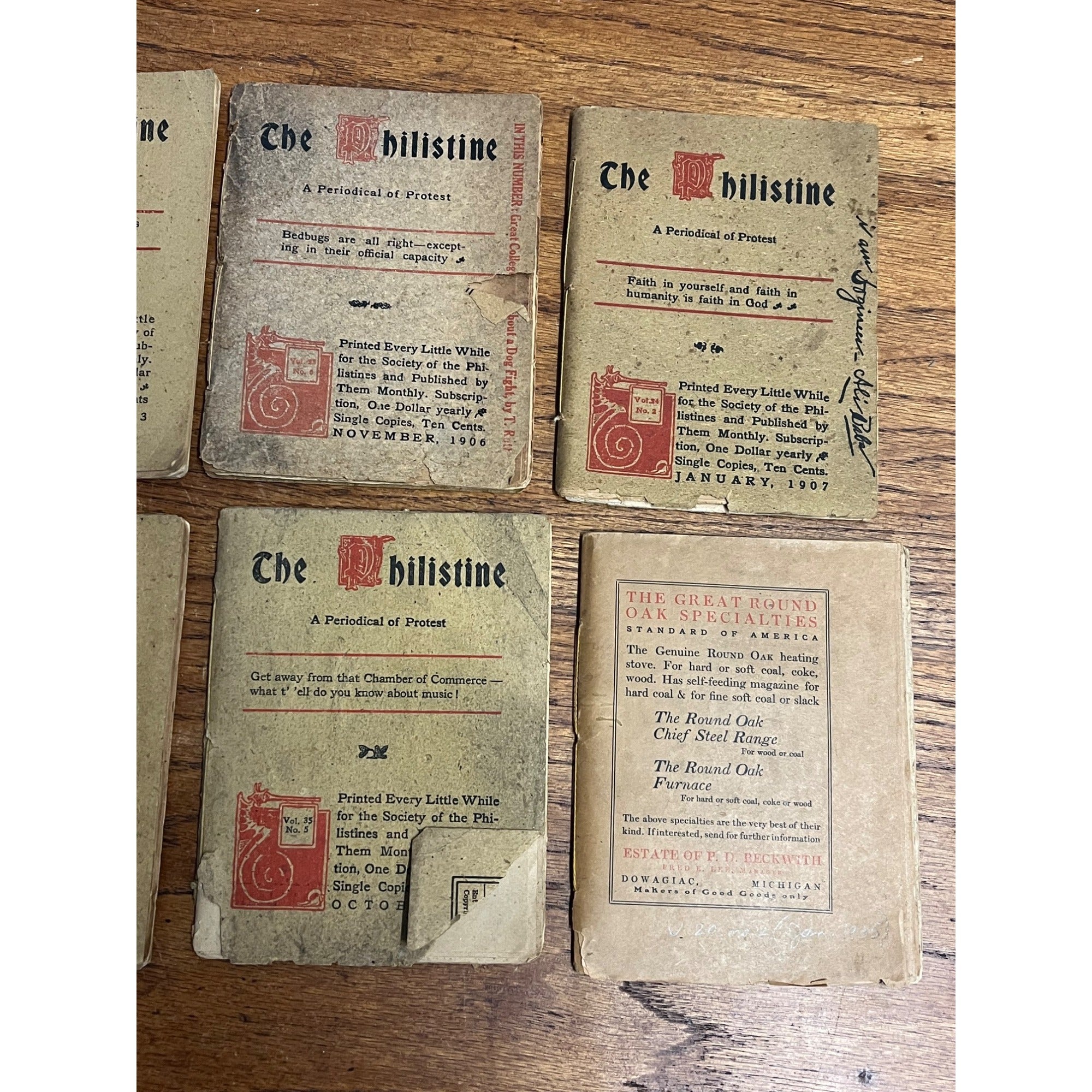 Vintage Philistine Elbert Hubbard Memoriam Lot (6) Roycrofter Arts & Crafts