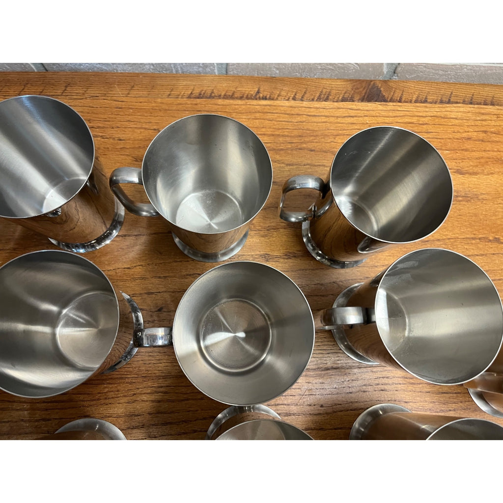 Vintage 1960s Old Hall Stainless PINT Tankards Mugs MCM Robert Welch Set 13
