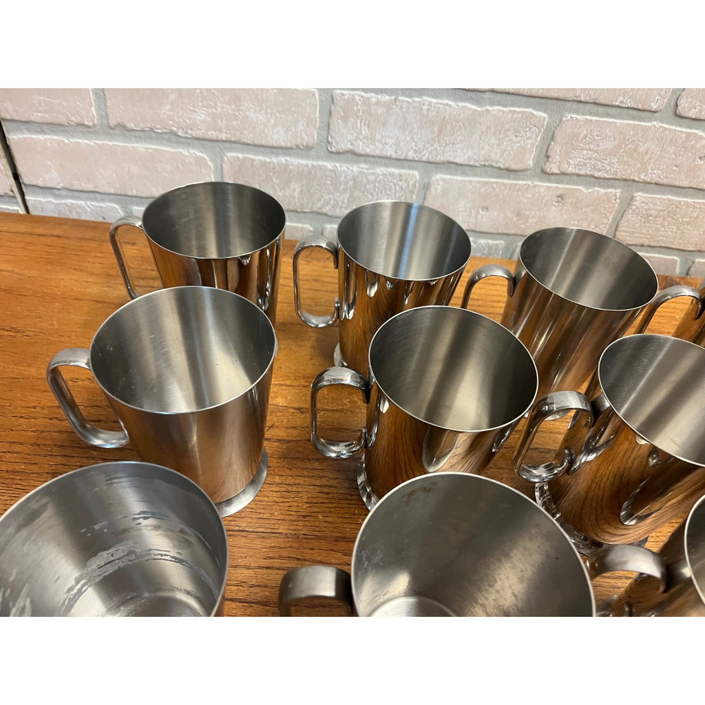 Vintage 1960s Old Hall Stainless PINT Tankards Mugs MCM Robert Welch Set 13