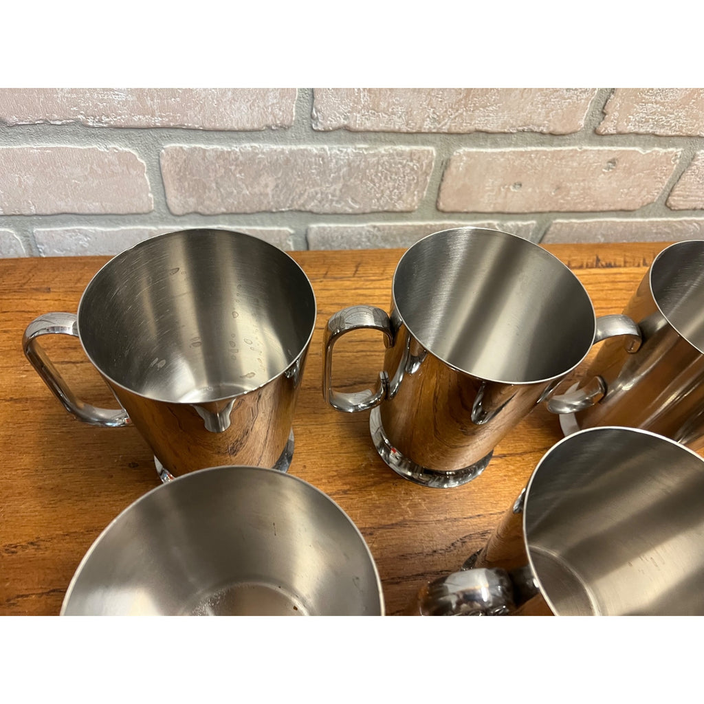 Vintage 1960s Old Hall Stainless PINT Tankards Mugs MCM Robert Welch Set 13