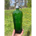 Vintage 1930s Sanitary Soda Water Co. West Allis Wis Wi Green Seltzer Bottle Paneled