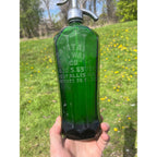 Vintage 1930s Sanitary Soda Water Co. West Allis Wis Wi Green Seltzer Bottle Paneled