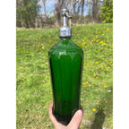 Vintage 1930s Sanitary Soda Water Co. West Allis Wis Wi Green Seltzer Bottle Paneled