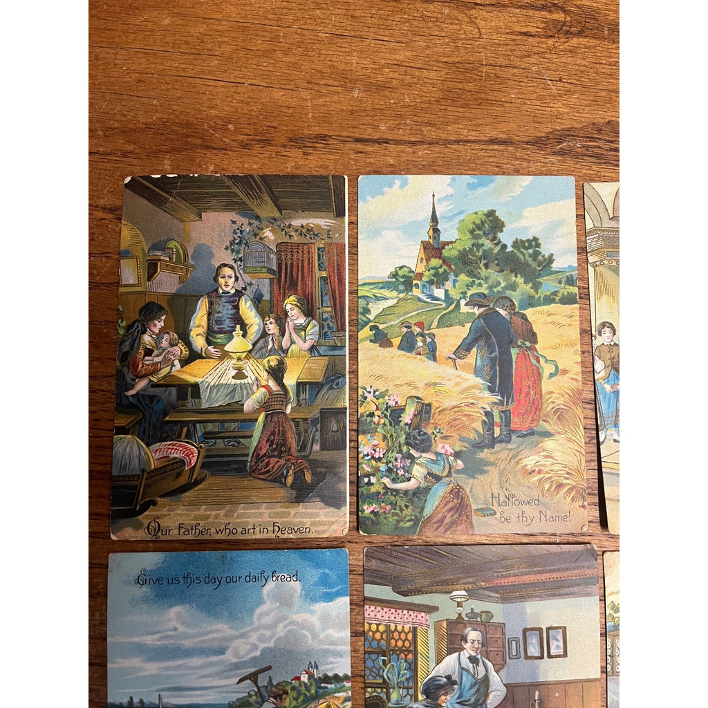 Vintage 1912 Lord's Prayer Postcards Our Father Who Art in Heaven Set (8)