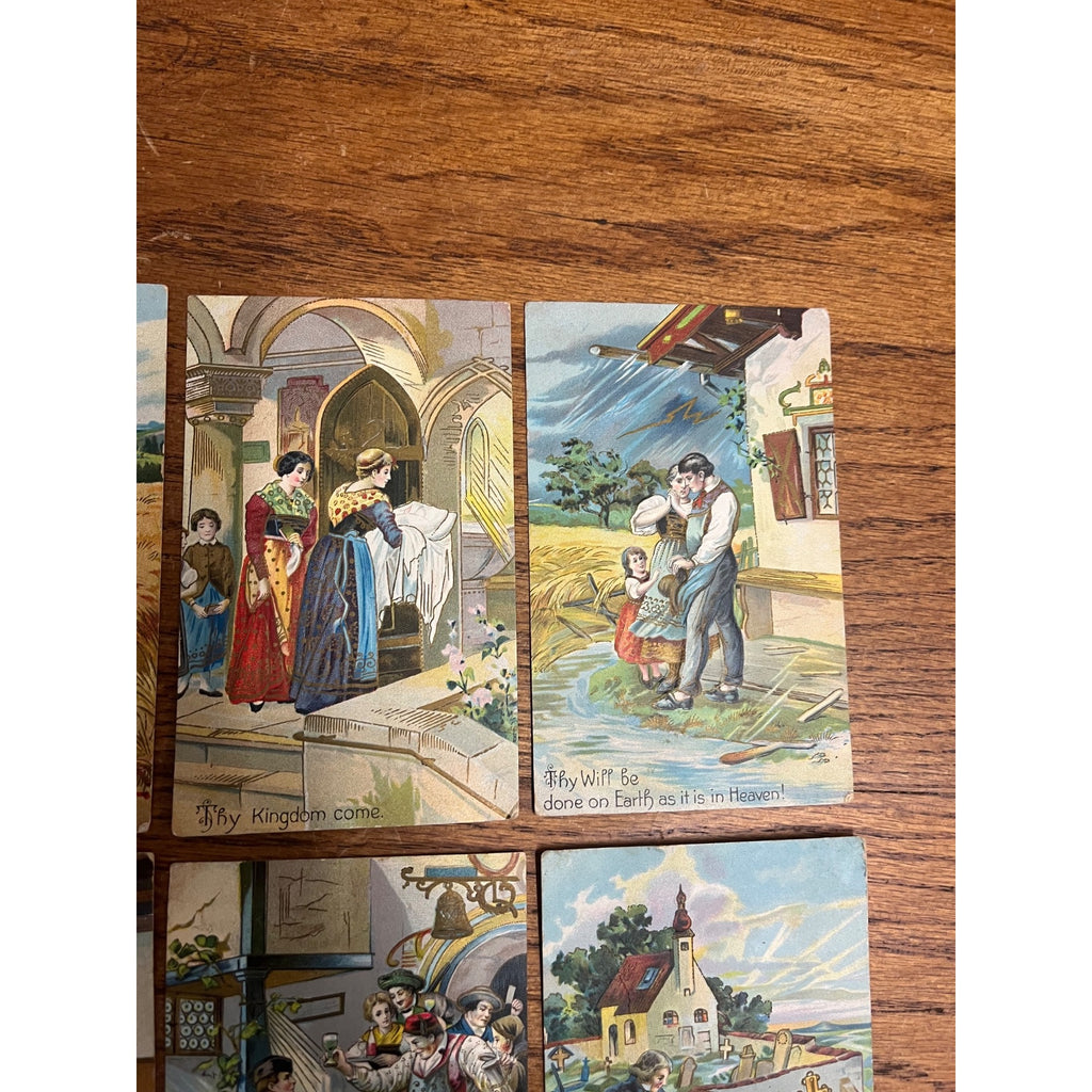 Vintage 1912 Lord's Prayer Postcards Our Father Who Art in Heaven Set (8)