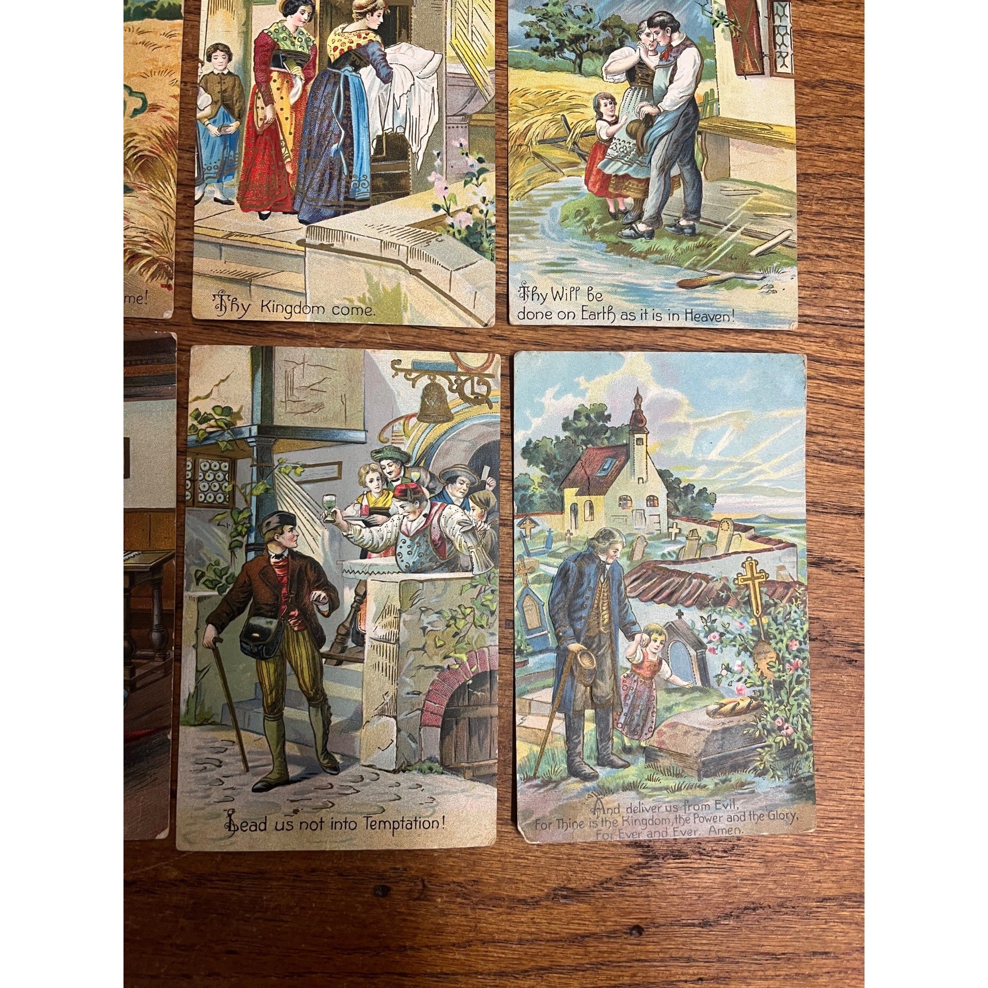 Vintage 1912 Lord's Prayer Postcards Our Father Who Art in Heaven Set (8)