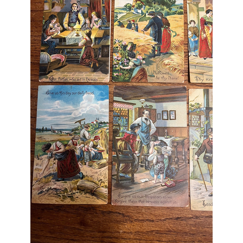 Vintage 1912 Lord's Prayer Postcards Our Father Who Art in Heaven Set (8)