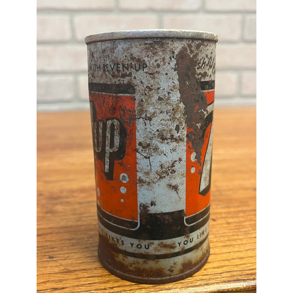 Vintage 7Up Pull Ring Soda Can 12 Fluid Ounces "Fresh Up With 7Up" Slogan Krier Beverage Co. Random Lake, Wis. WI