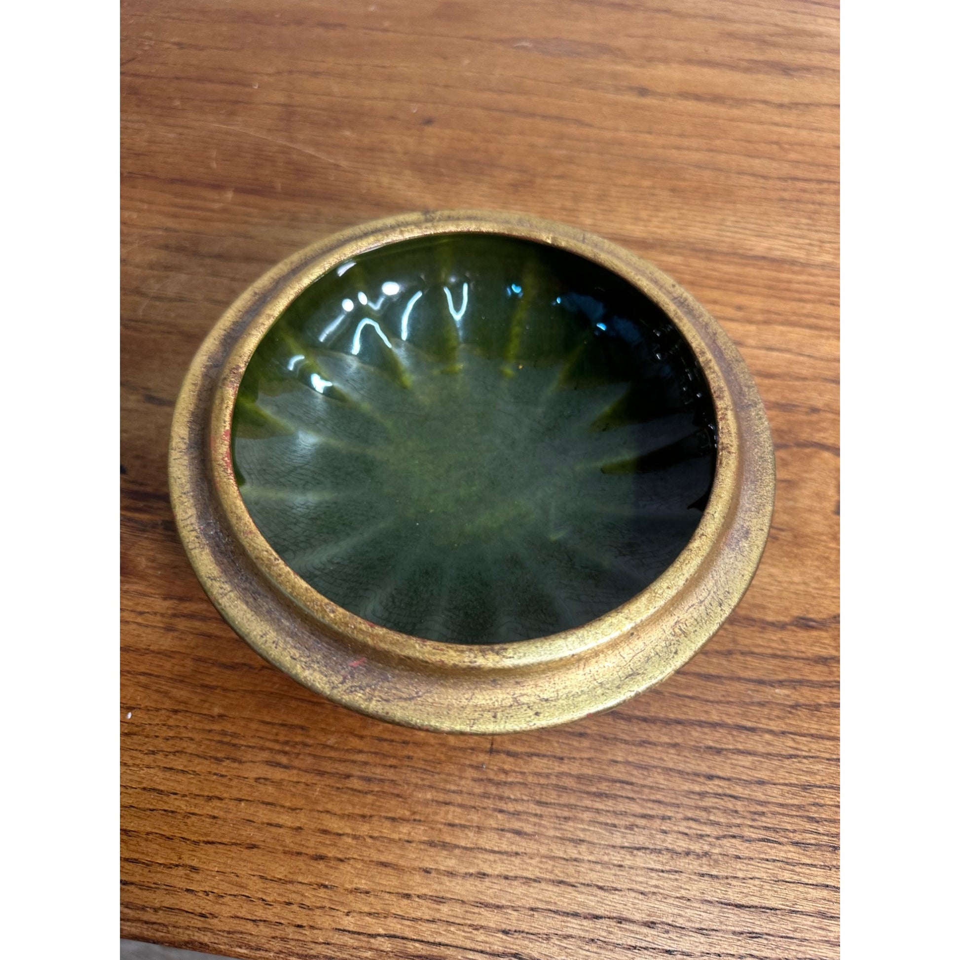 Vintage Freeman McFarlin Ashtray Gold Leaf Mid-Century Anthony Lidded Dish