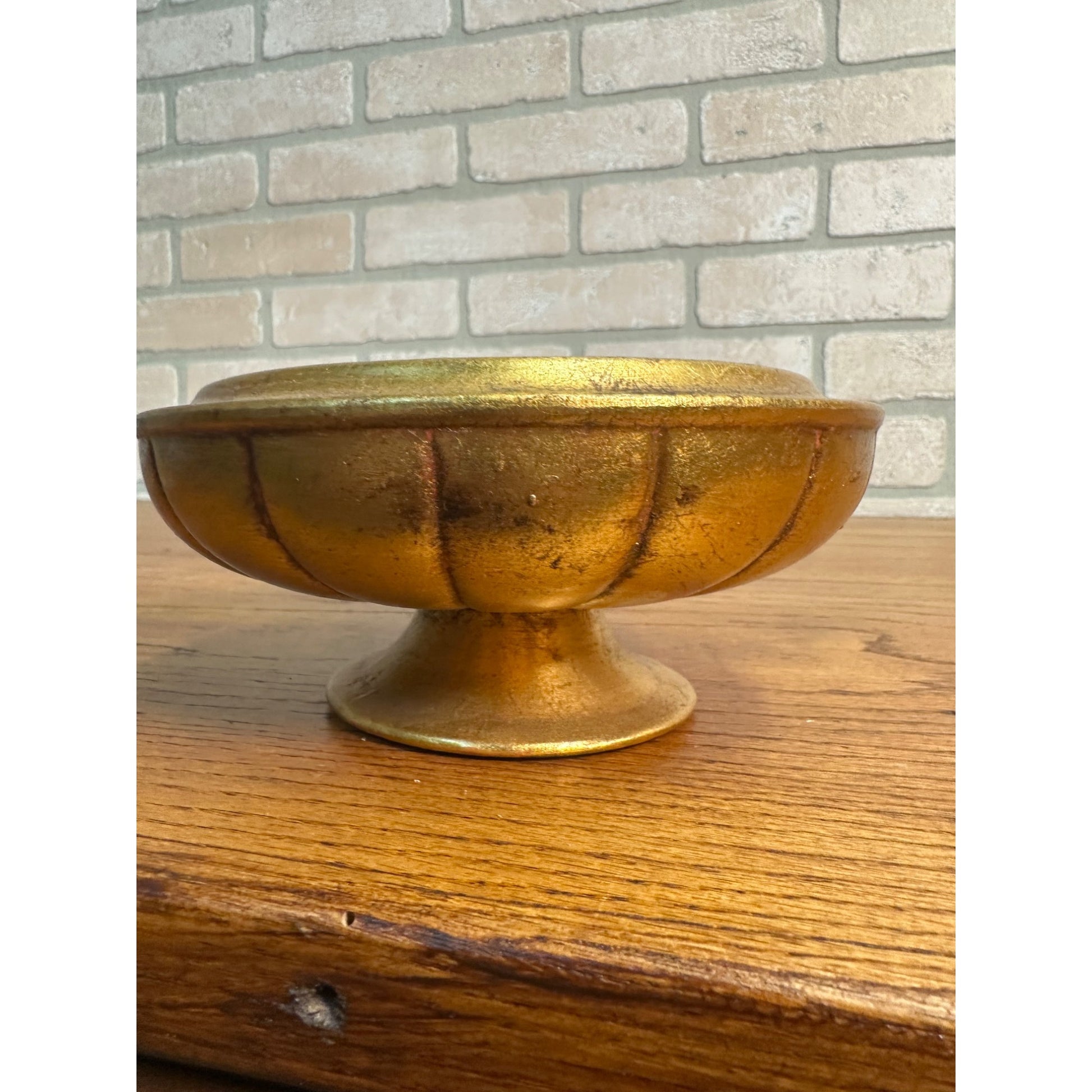 Vintage Freeman McFarlin Ashtray Gold Leaf Mid-Century Anthony Lidded Dish