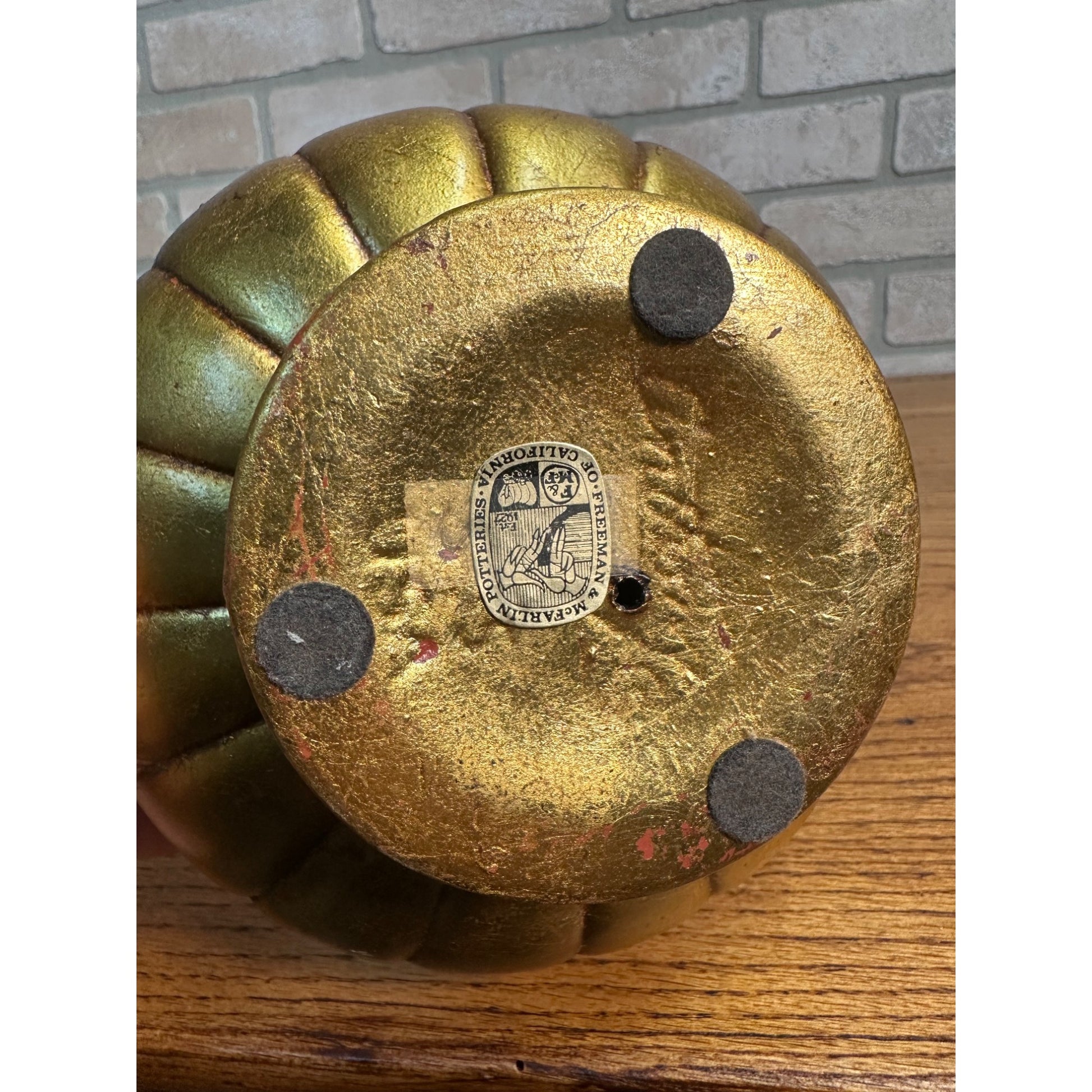Vintage Freeman McFarlin Ashtray Gold Leaf Mid-Century Anthony Lidded Dish