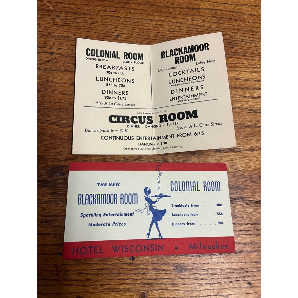 Vintage Blackamoor Room Hotel Wisconsin Milwaukee Advertising Cards Ink Blotter