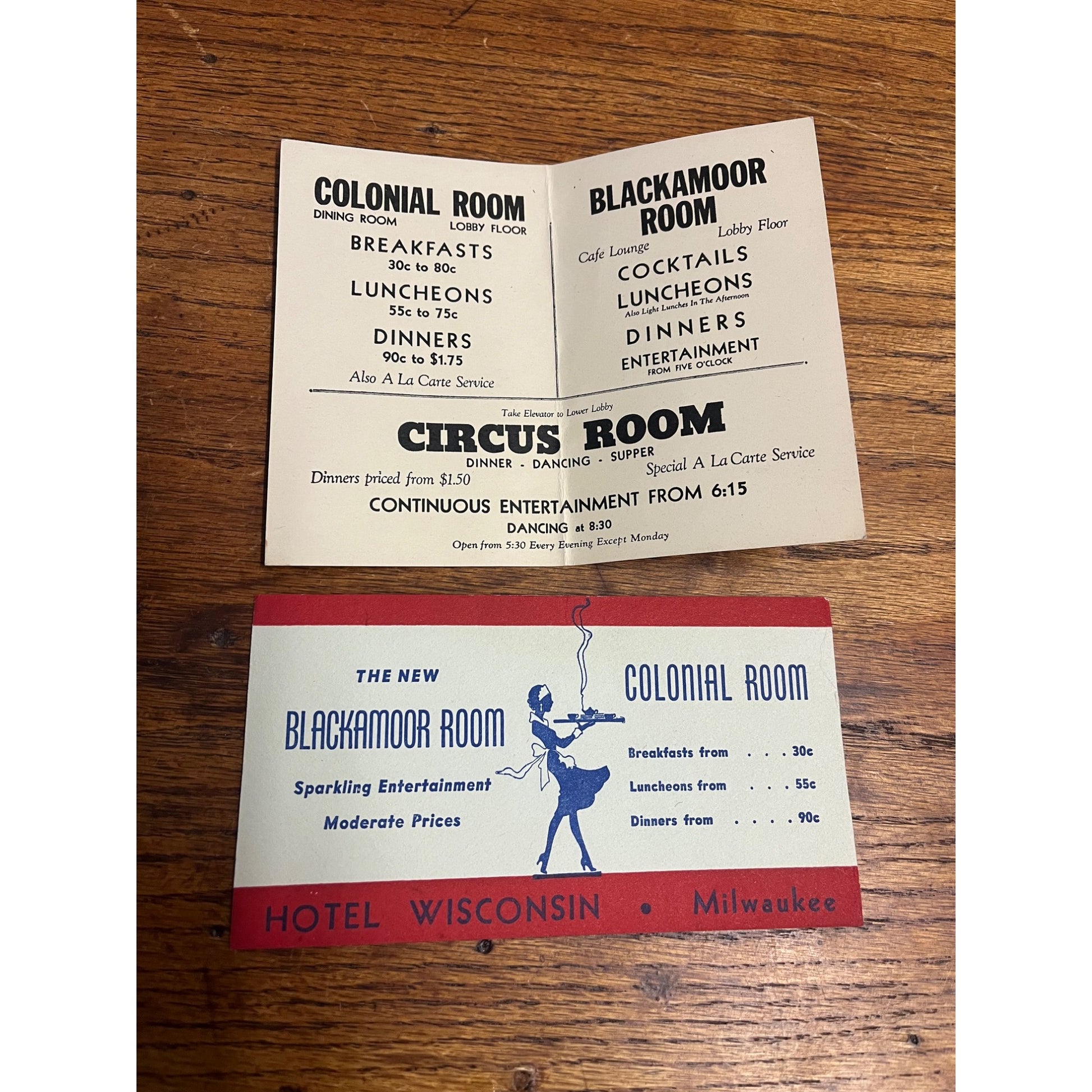 Vintage Blackamoor Room Hotel Wisconsin Milwaukee Advertising Cards Ink Blotter