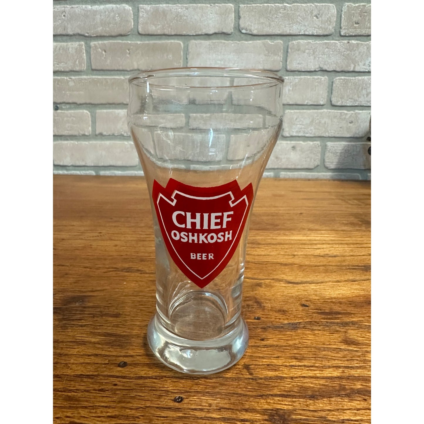 Vintage 1950s Chief Oshkosh Beer Wisconsin Tavern Sham ACL Glass