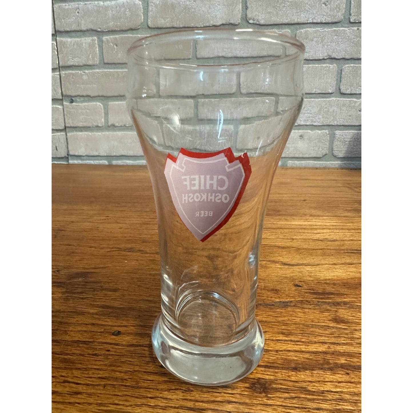 Vintage 1950s Chief Oshkosh Beer Wisconsin Tavern Sham ACL Glass