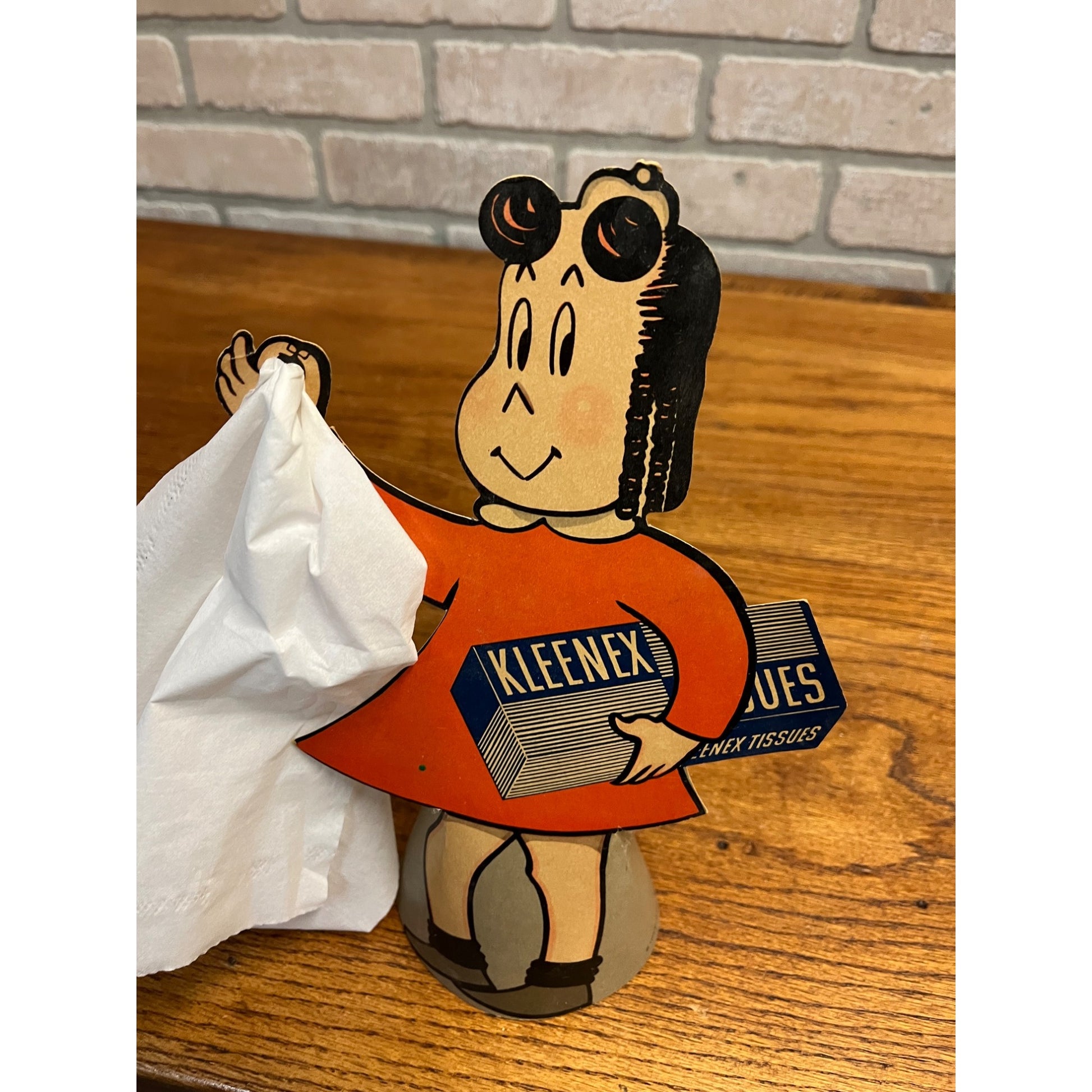 Vintage Kleenex Tissues Little Lulu Countertop Store Display Advertising Sign