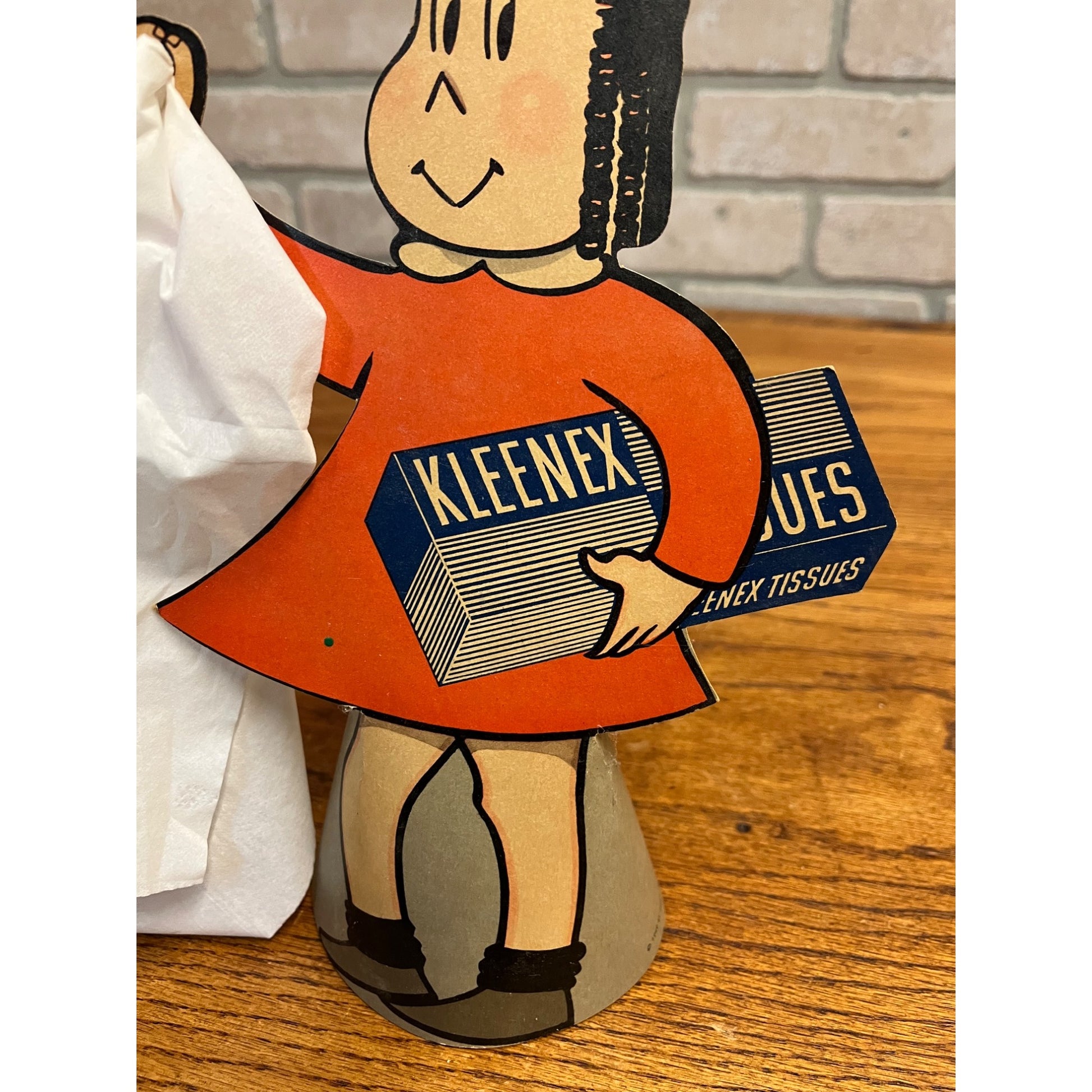 Vintage Kleenex Tissues Little Lulu Countertop Store Display Advertising Sign