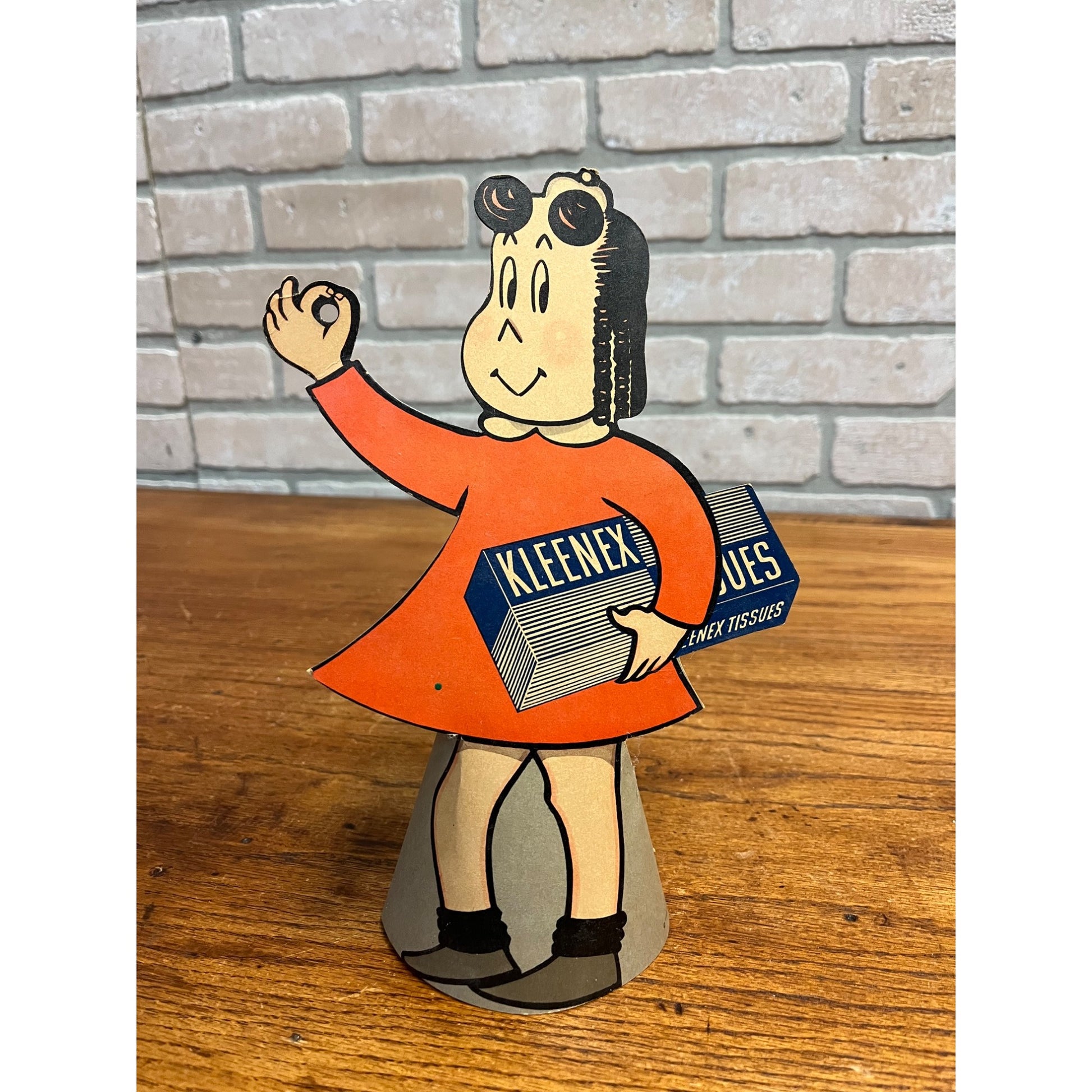 Vintage Kleenex Tissues Little Lulu Countertop Store Display Advertising Sign