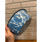 Antique Primitive Blue & White Swirl Enamelware Shallow Bowl Farmhouse Kitchen Decor