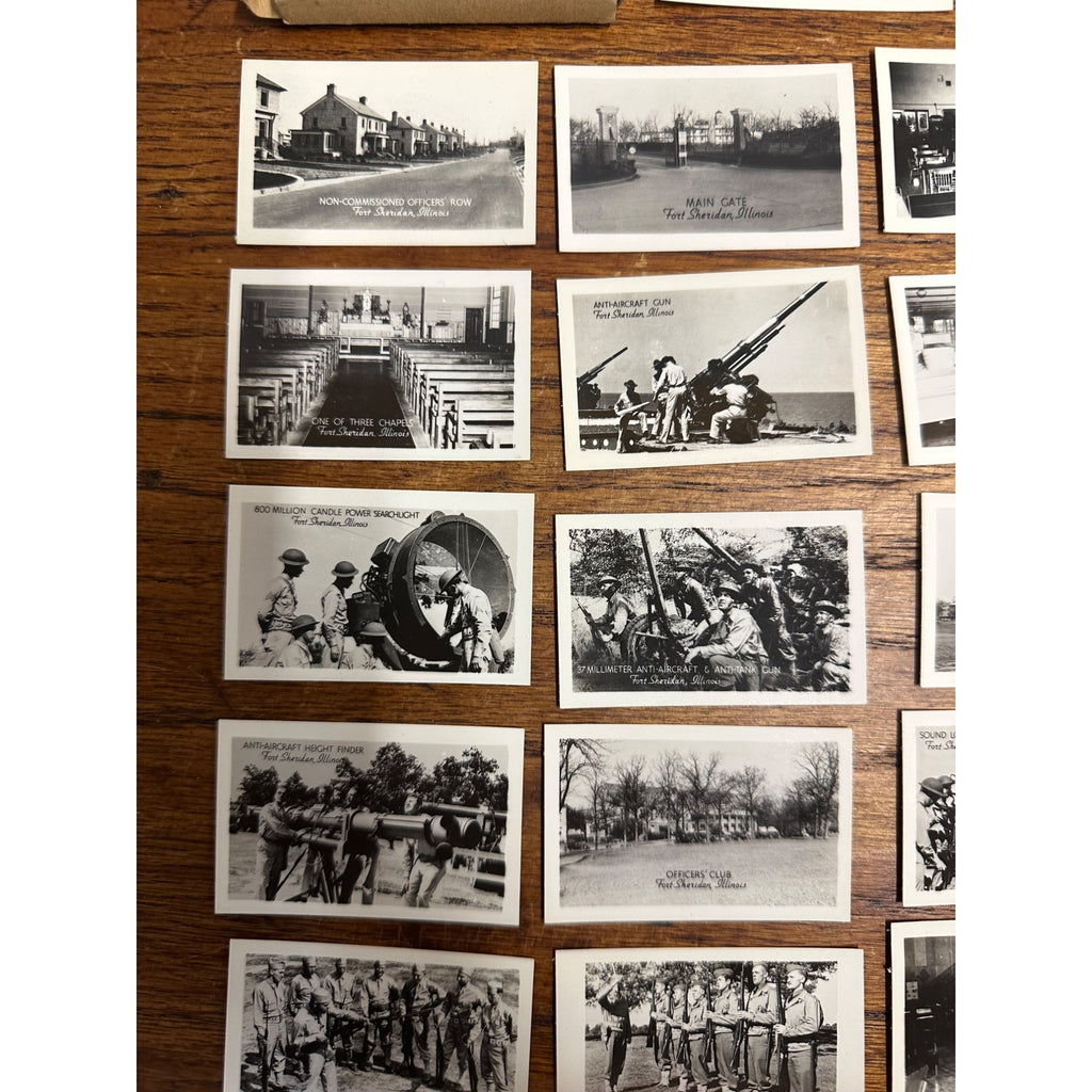 Original WWII Fort Sheridan Illinois 25 Souvenir Mini Photographs Photos Mailed