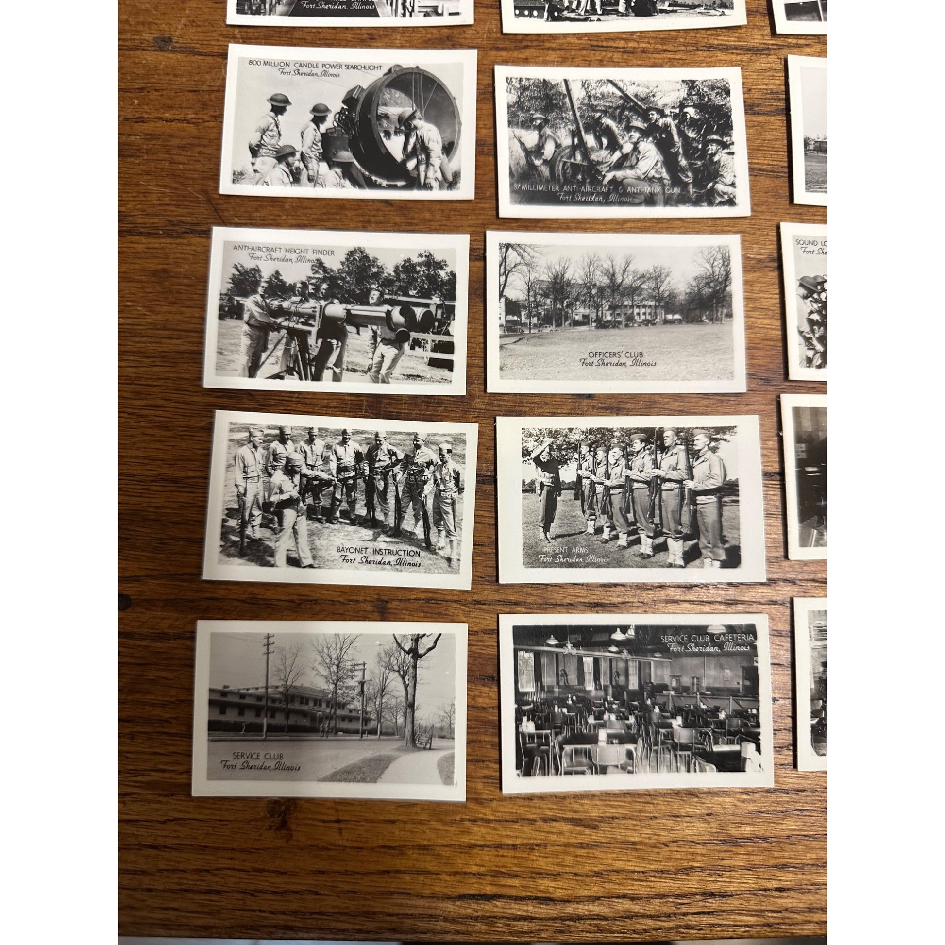 Original WWII Fort Sheridan Illinois 25 Souvenir Mini Photographs Photos Mailed