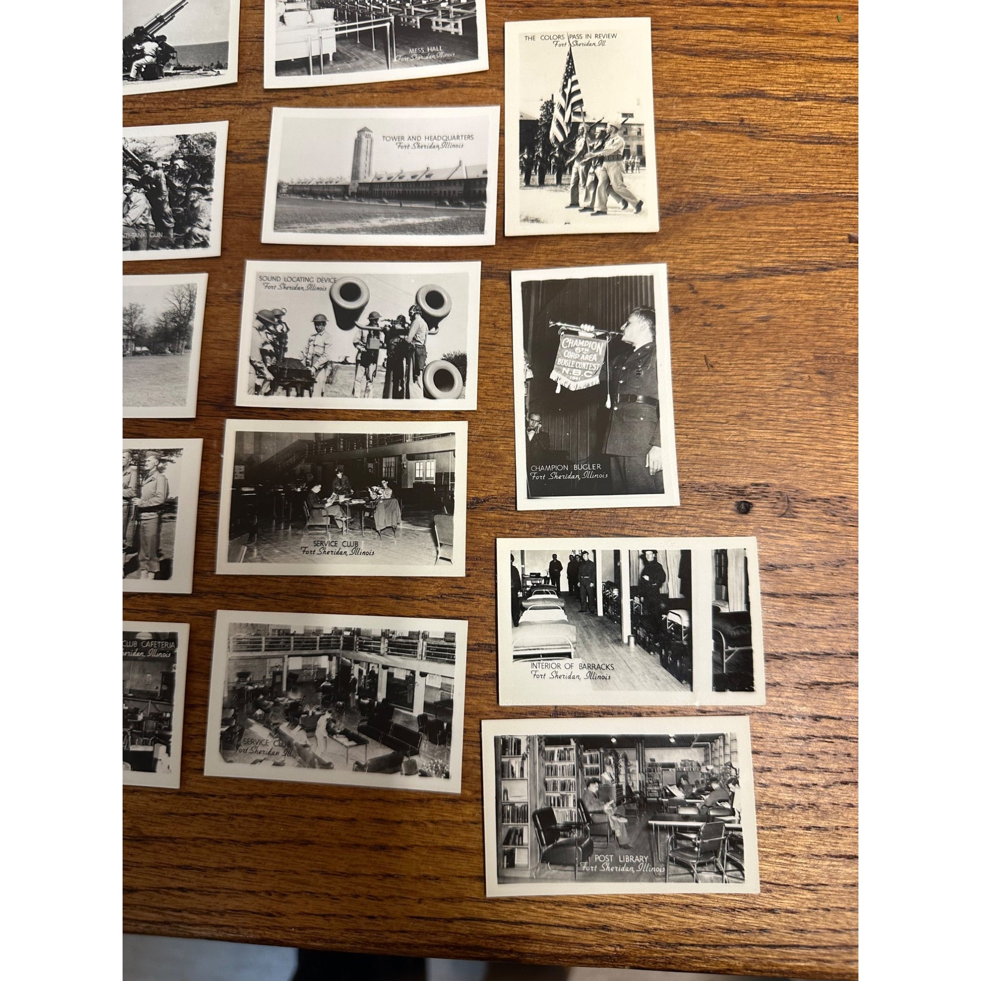 Original WWII Fort Sheridan Illinois 25 Souvenir Mini Photographs Photos Mailed