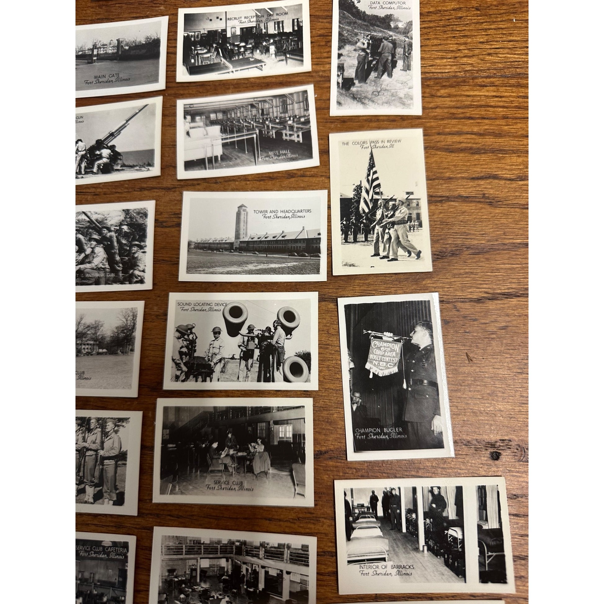 Original WWII Fort Sheridan Illinois 25 Souvenir Mini Photographs Photos Mailed