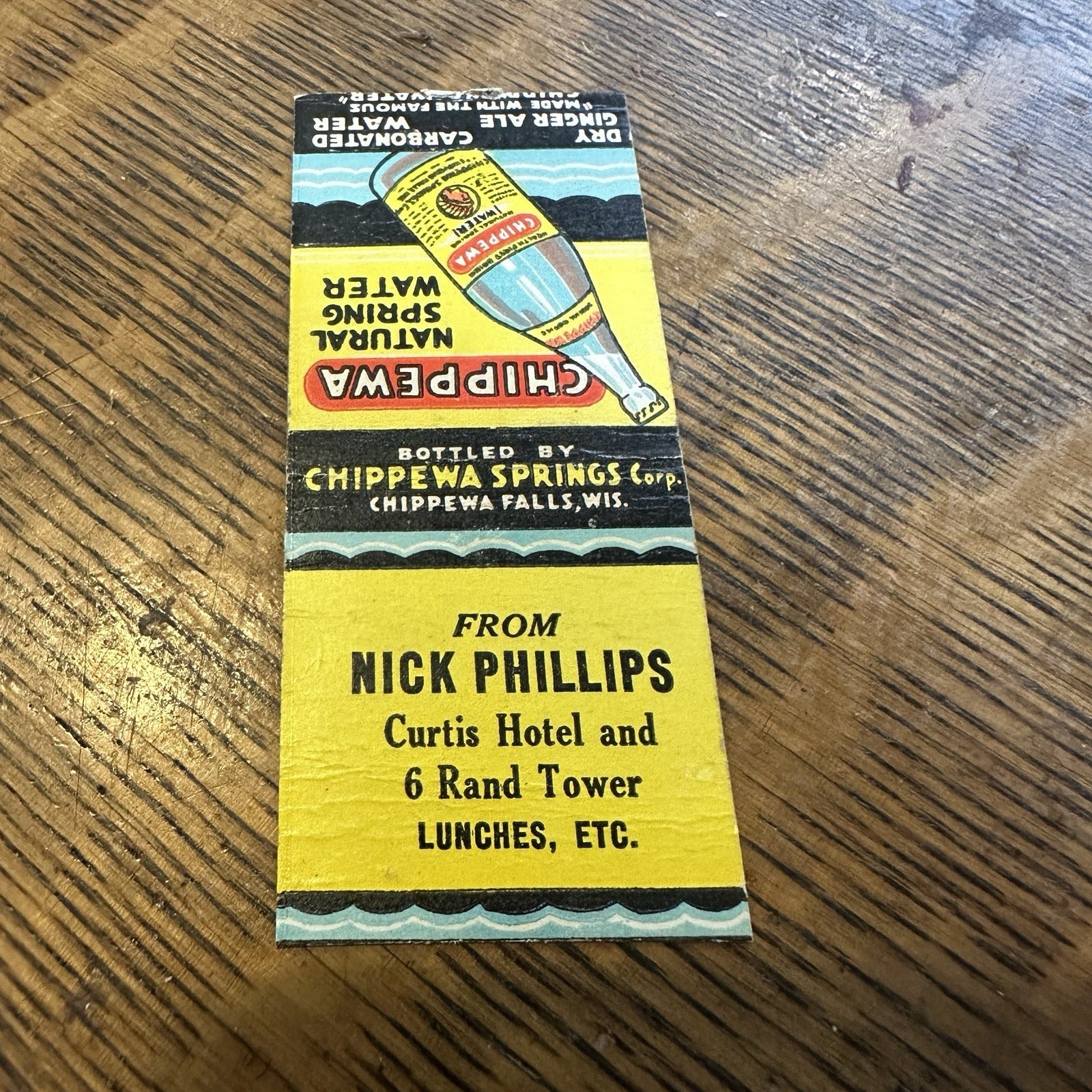 Chippewa Water Wis Phillips Minneapolis MN Advertising Matchbook 1940s