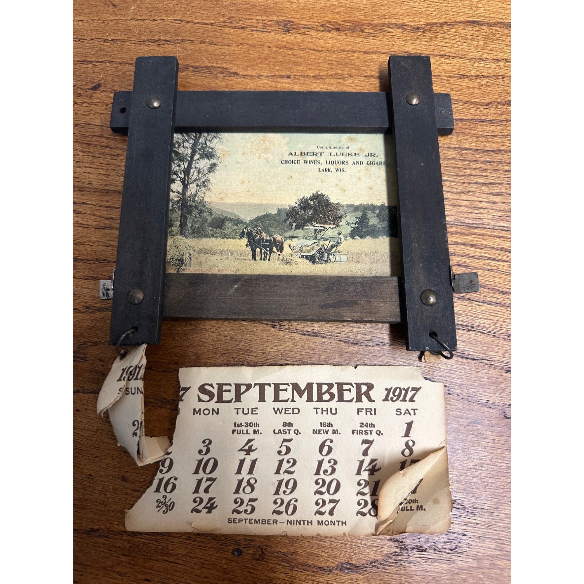 RARE Vintage c1917 Albert Lueke (Lark Wis) Advertising Sign Wine Cigars Liquor