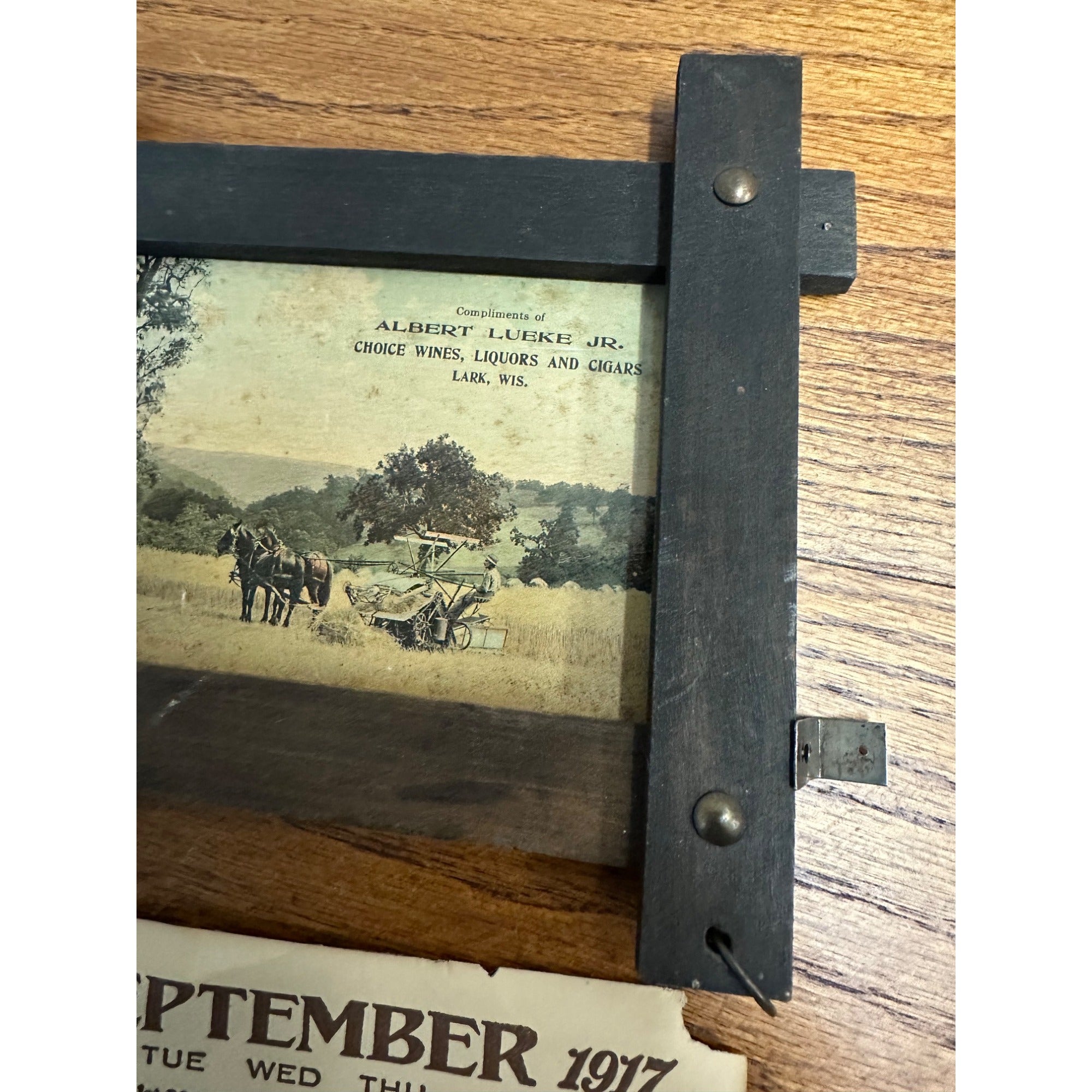 RARE Vintage c1917 Albert Lueke (Lark Wis) Advertising Sign Wine Cigars Liquor