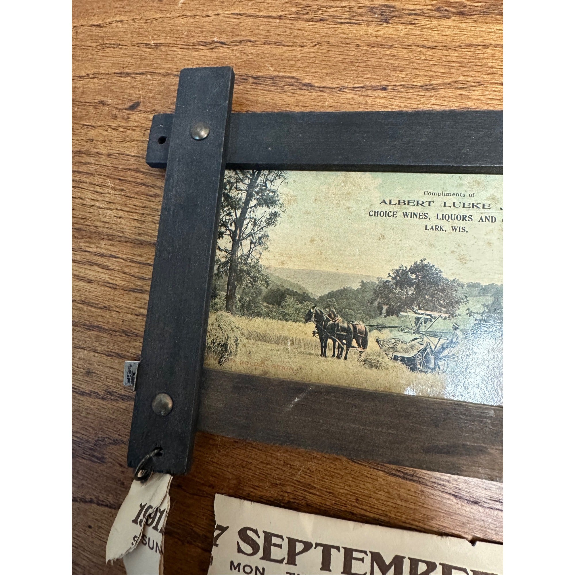 RARE Vintage c1917 Albert Lueke (Lark Wis) Advertising Sign Wine Cigars Liquor