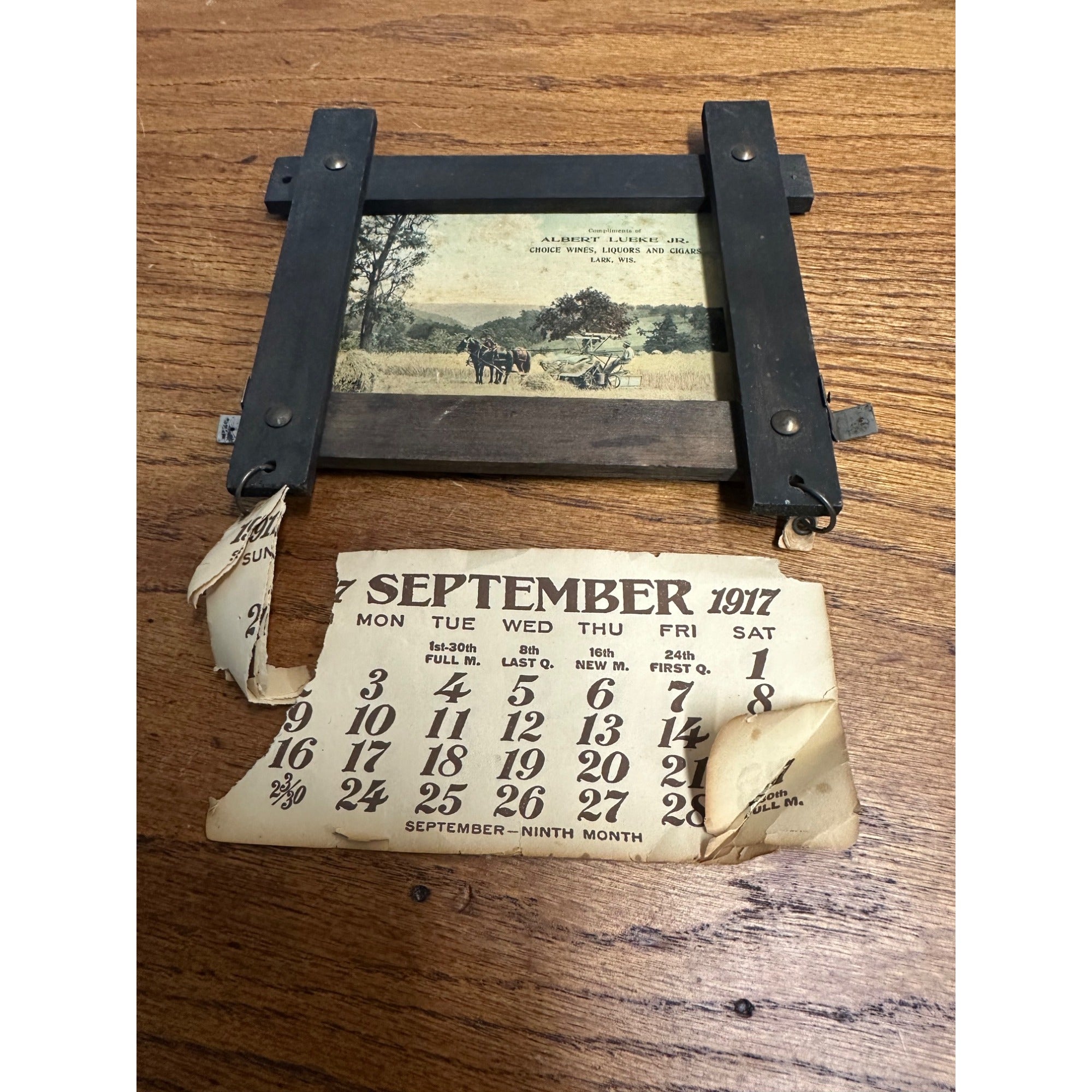 RARE Vintage c1917 Albert Lueke (Lark Wis) Advertising Sign Wine Cigars Liquor