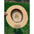 Vintage Boater Straw Hat Made in Italy Extra Extra Sennit Skimmer Flat Top Mens