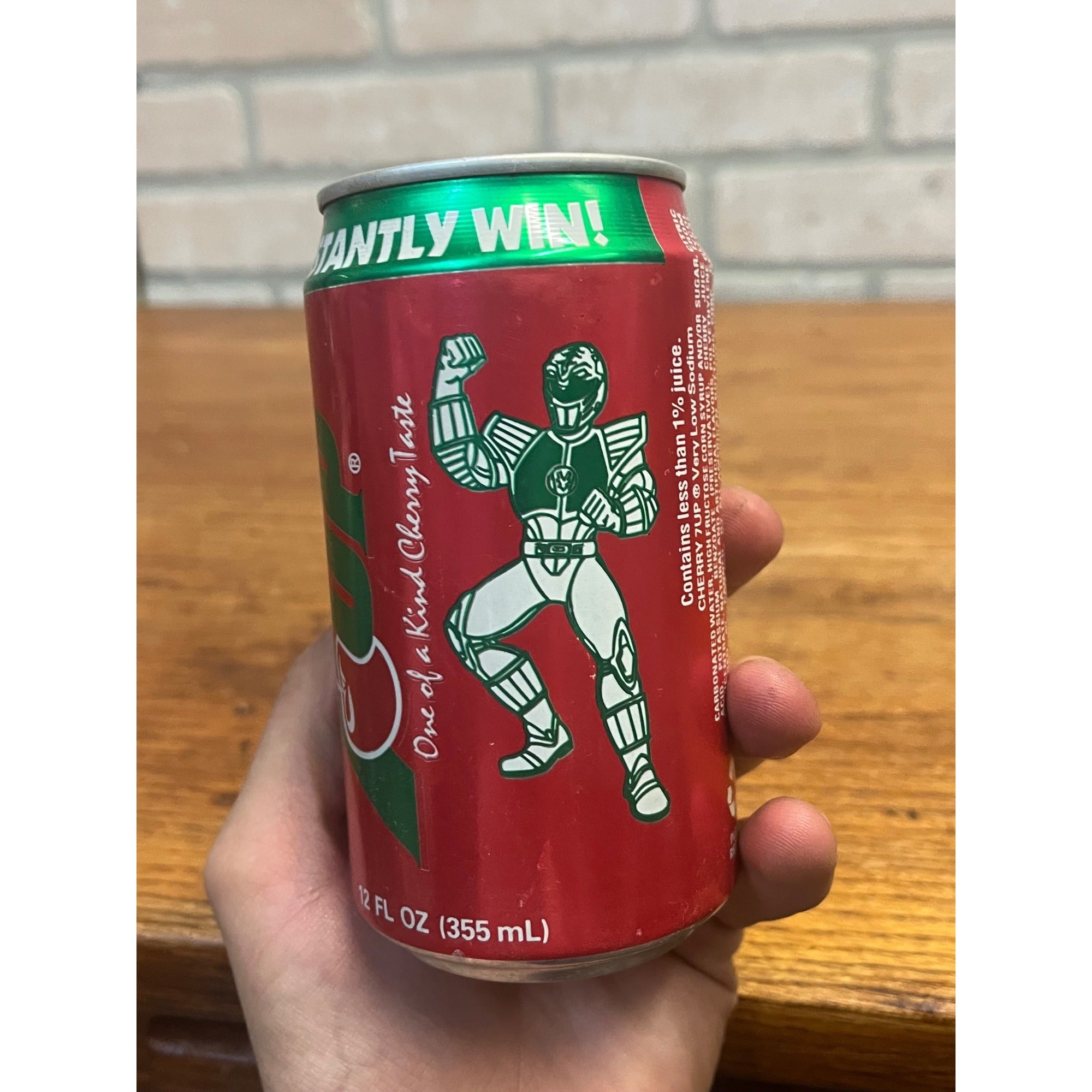 Vintage Cherry 7UP Aluminum Soda Can “Power Ranger Sweepstakes” Empty 1995