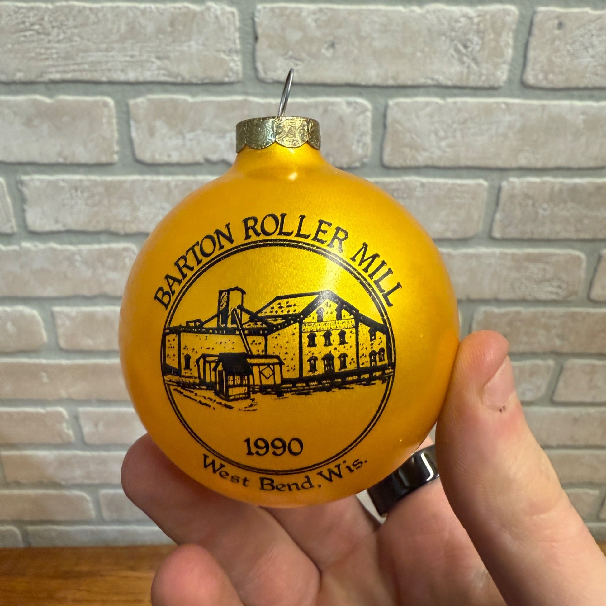 Vintage 1990 Barton Roller Mill Wisconsin WI Wis Glass Ornament West Bend