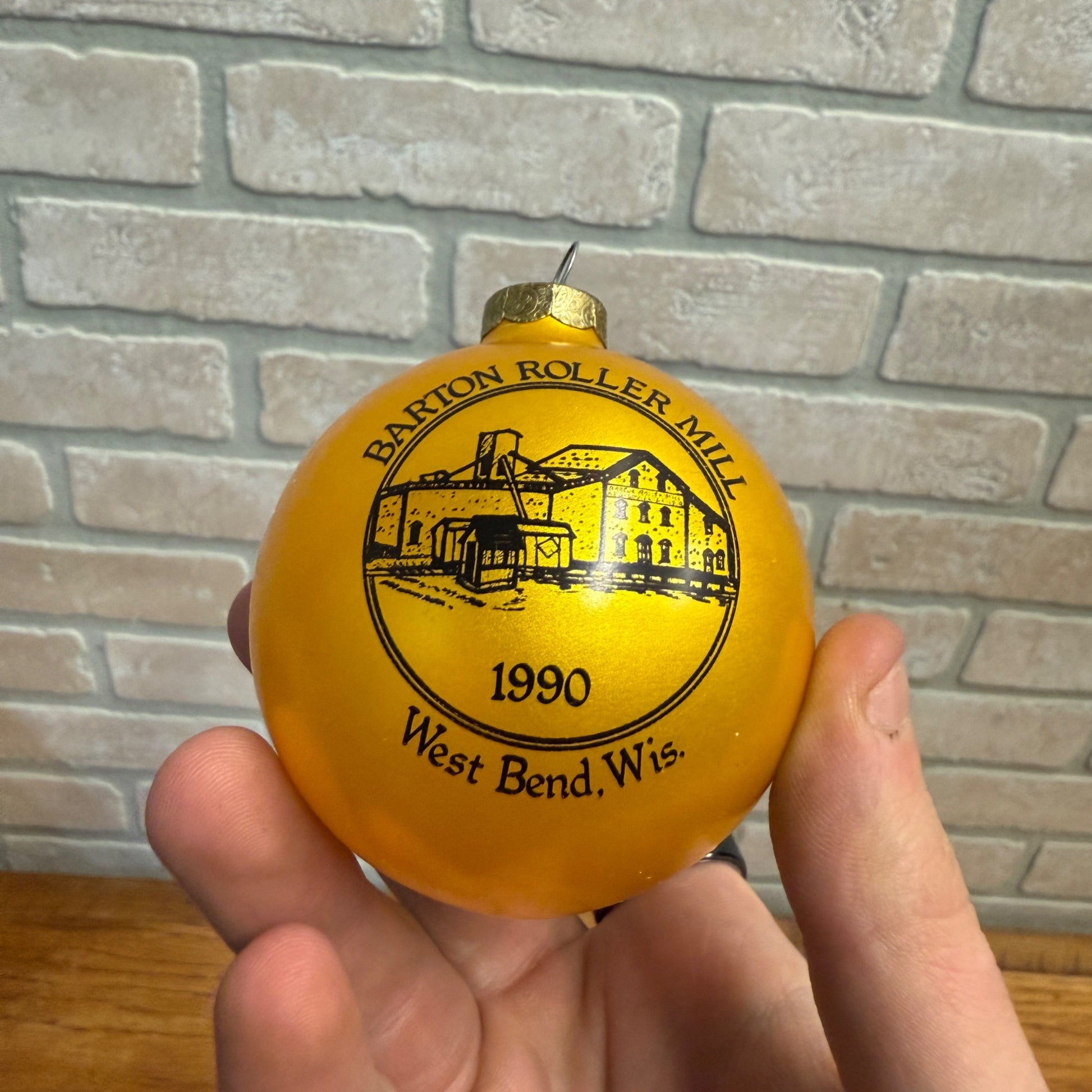 Vintage 1990 Barton Roller Mill Wisconsin WI Wis Glass Ornament West Bend