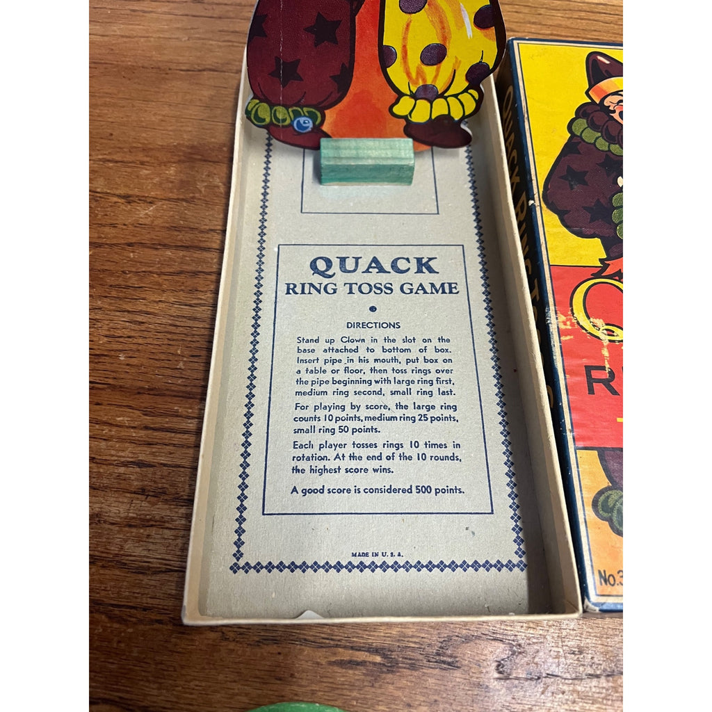 Vintage Quack Ring Toss Game Rosebud Art Co. New York USA 1940 Clown and Goose