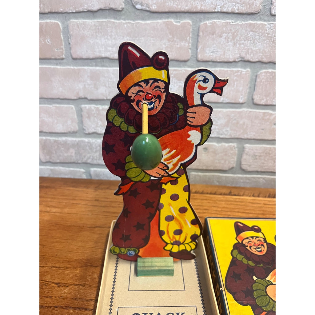 Vintage Quack Ring Toss Game Rosebud Art Co. New York USA 1940 Clown and Goose