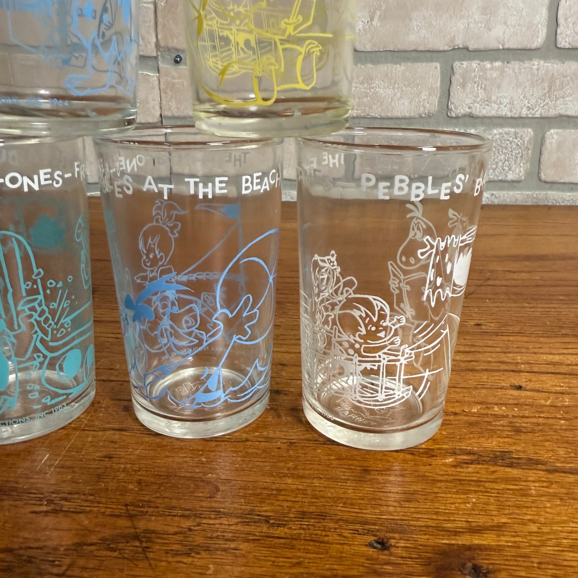 Lot of 8 Vintage Flintsone Welches Grape Jelly Jars Glasses, All Different Retro